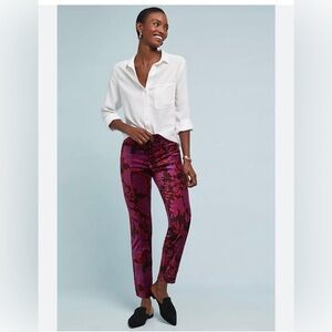 Brand new velour floral pants by Anthropologie, show stopper pants.